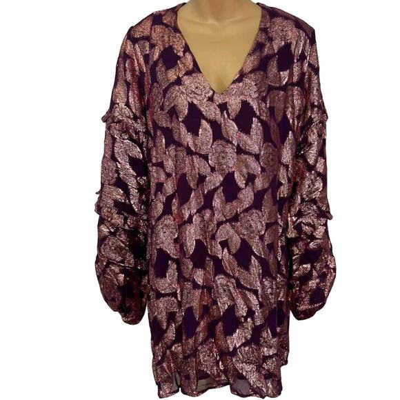 New Free People x Jen's Pirate Booty Rising Star Mini Dress $209 SMALL Burgundy - Picture 5 of 7